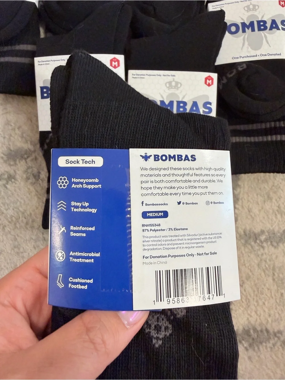 Bombas Calf Socks Size Medium - 7 PACK